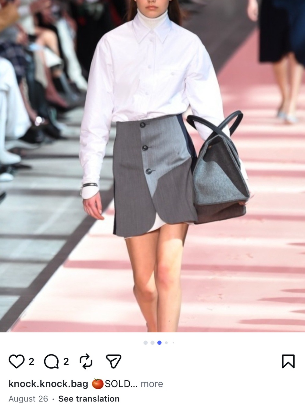 Sportmax Gray and Black Wool & Leather Duffel Bag